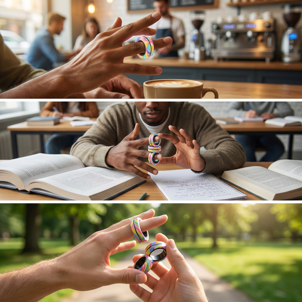 Tranquil Trio Fidget Rings: Stress Relief Focus Toy