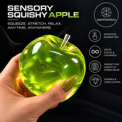 Sensory Squishy Apple green tactile fidget, Silent Waves product cover